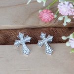 Load image into Gallery viewer, Cross Divine 925 Sterling Silver Stud Earrings
