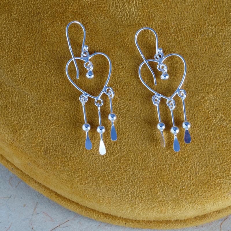 Heart Link 925 Sterling Silver Earrings