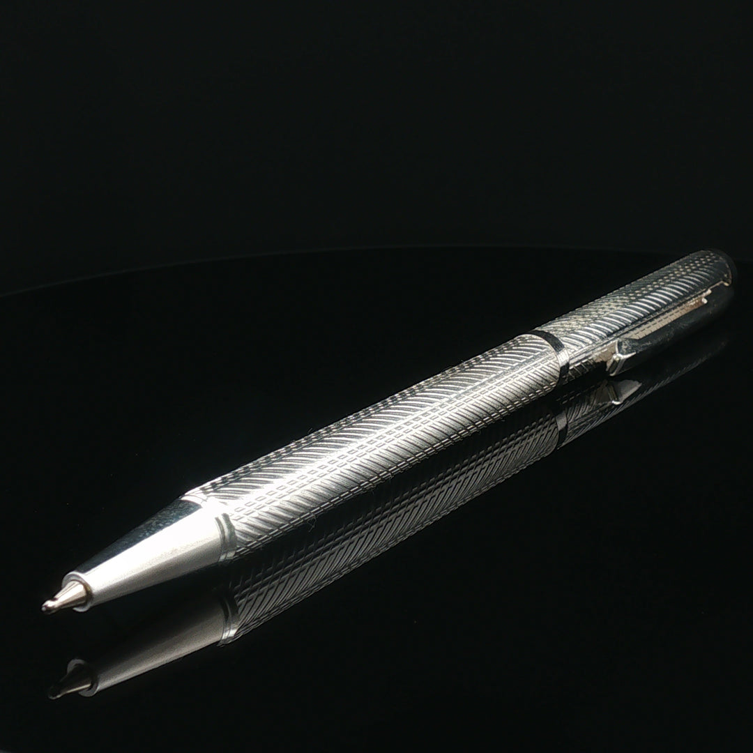 Handcrafted 925 Silver Pen Premium Engraved Barrel Ballpoint Pen