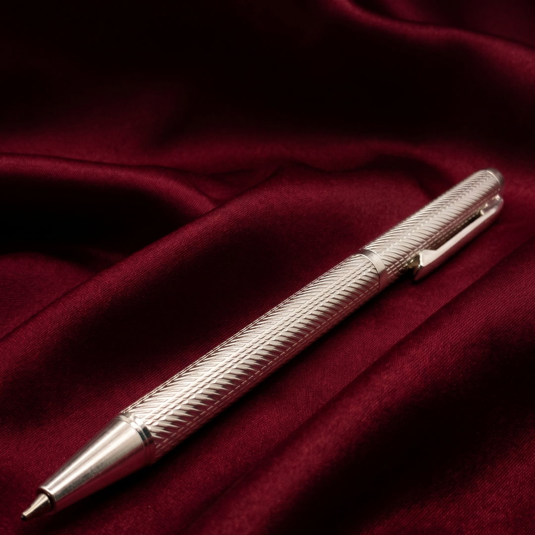 Handcrafted 925 Silver Pen Premium Engraved Barrel Ballpoint Pen