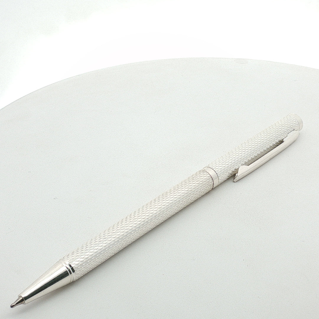 Handcrafted 925 Silver Pen Premium Engraved Barrel Ballpoint Pen