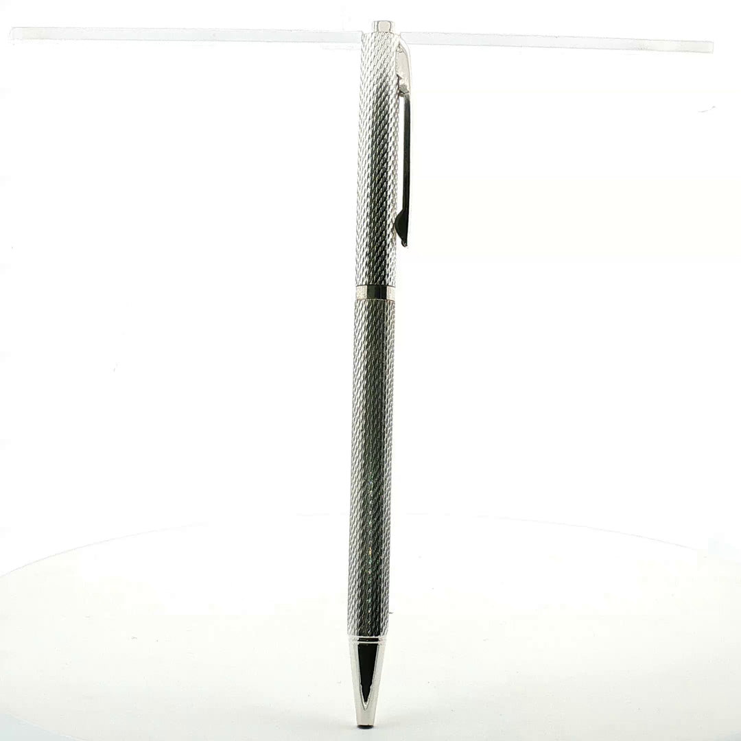 Handcrafted 925 Silver Pen Premium Engraved Barrel Ballpoint Pen