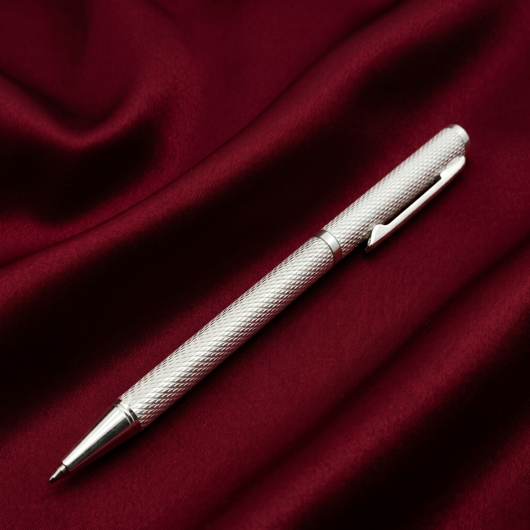Handcrafted 925 Silver Pen Premium Engraved Barrel Ballpoint Pen