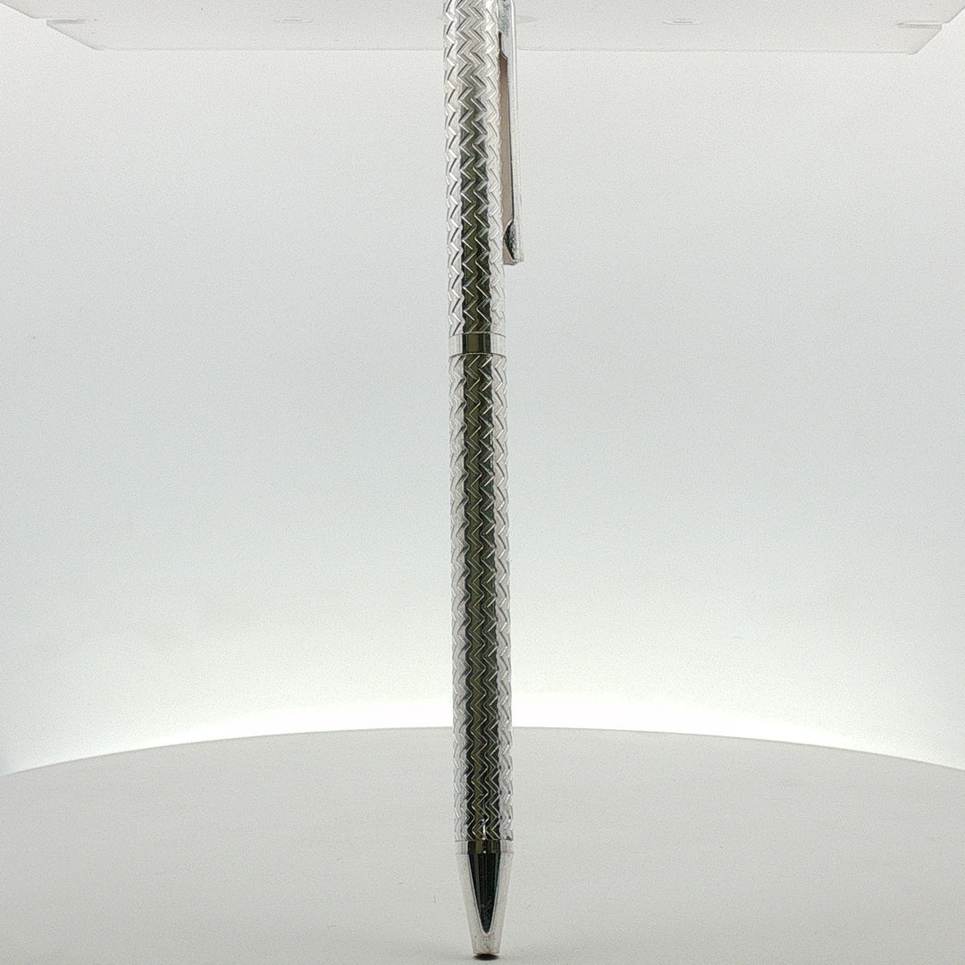 Handcrafted 925 Silver Pen Premium Engraved Barrel Ballpoint Pen