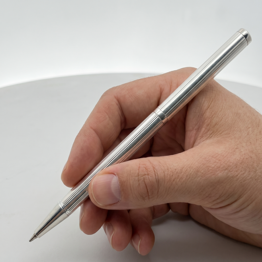 Handcrafted 925 Silver Pen Premium Engraved Barrel Ballpoint Pen