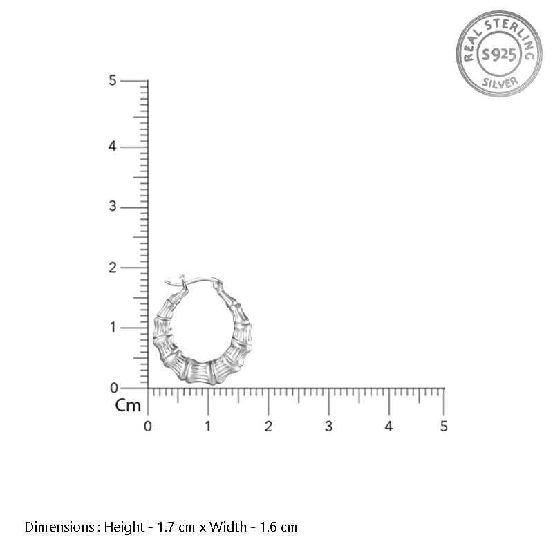 Bamboo Hoops 925 Sterling Silver Hoop Earrings