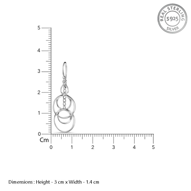 Geometric Circle Link 925 Sterling Silver Earrings