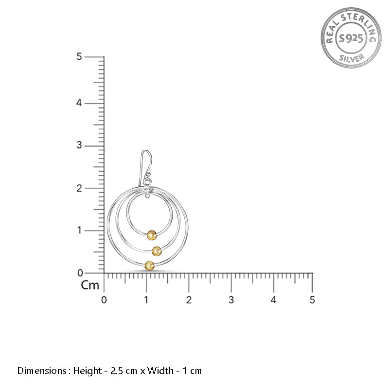 Trinity Circle Two Tone Link 925 Sterling Silver Earrings