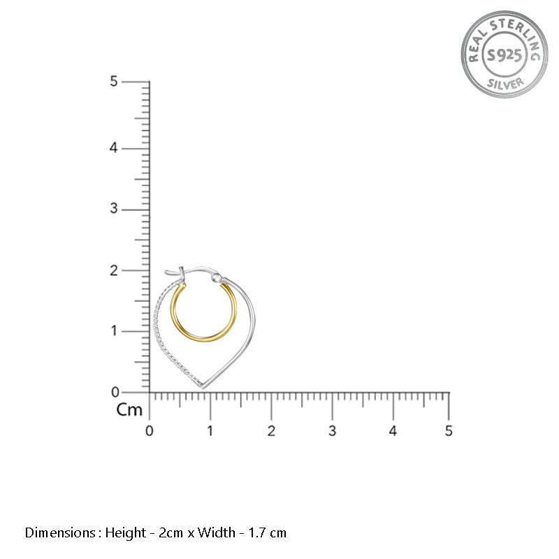 Mannat Double Hoops Two Tone 925 Sterling Silver Hoop Earrings