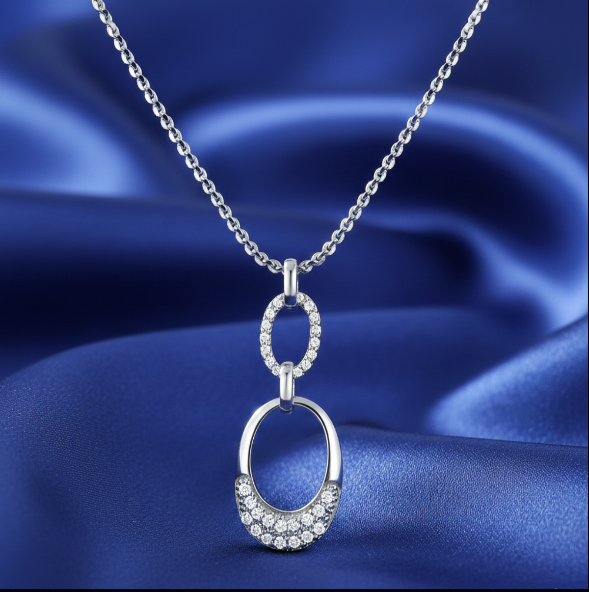 Elegant 925 Sterling Silver Pendant with Chain & Earrings Set