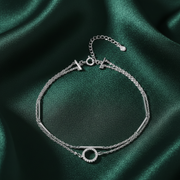 Madhuban Circle of Life 925 Sterling Silver Double Line Anklets with Adjustable Length