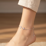 Load image into Gallery viewer, Madhuban Northern Star 925 Sterling Silver Anklets with Adjustable Length