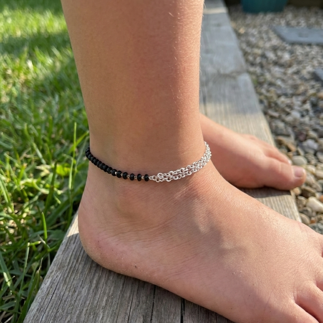 Madhuban 925 Sterling Silver Anklets with Adjustable Length