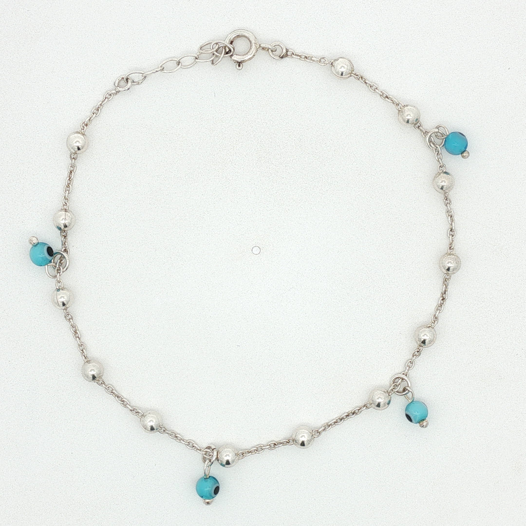 Evil Eye 925 Sterling Silver Anklets with Adjustable Length