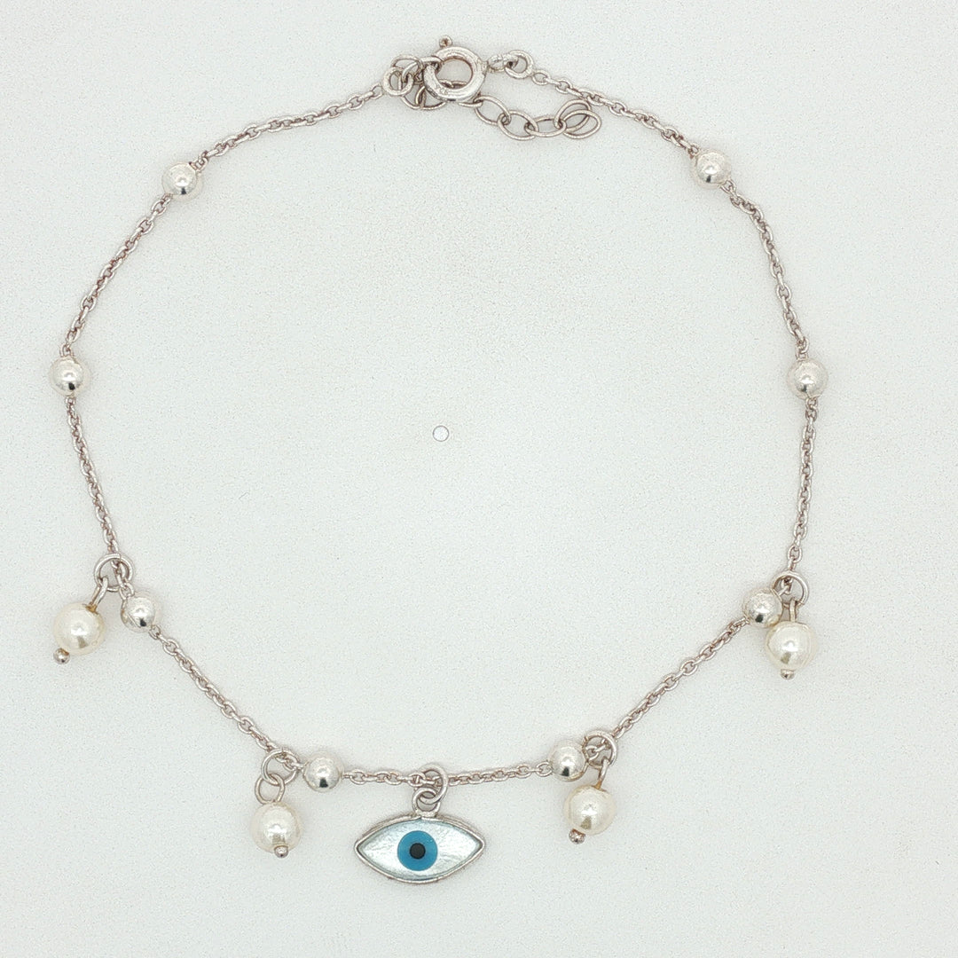 Evil Eye 925 Sterling Silver Anklets with Adjustable Length