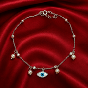 Evil Eye 925 Sterling Silver Anklets with Adjustable Length