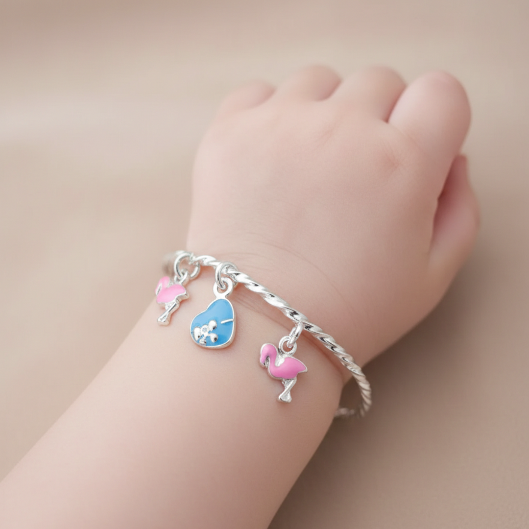 One Pair Bloom Kids 925 Silver Bracelet (For: Newborns to 3 years)