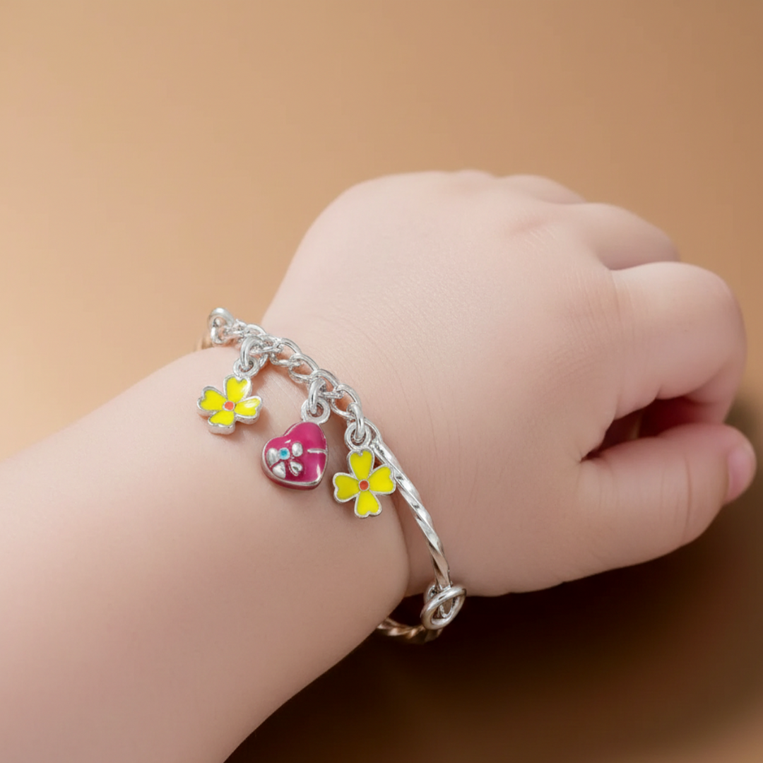 One Pair Bloom Kids 925 Silver Bracelet (For: Newborns to 3 years)