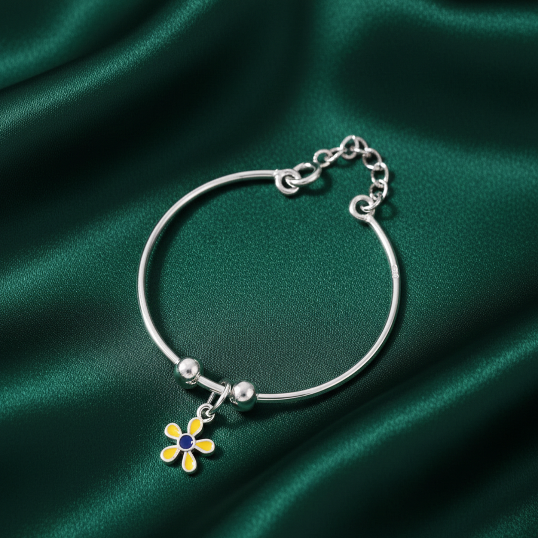 One Pair Bloom Kids 925 Silver Bracelet (Age Group: Newborns to 3 years)
