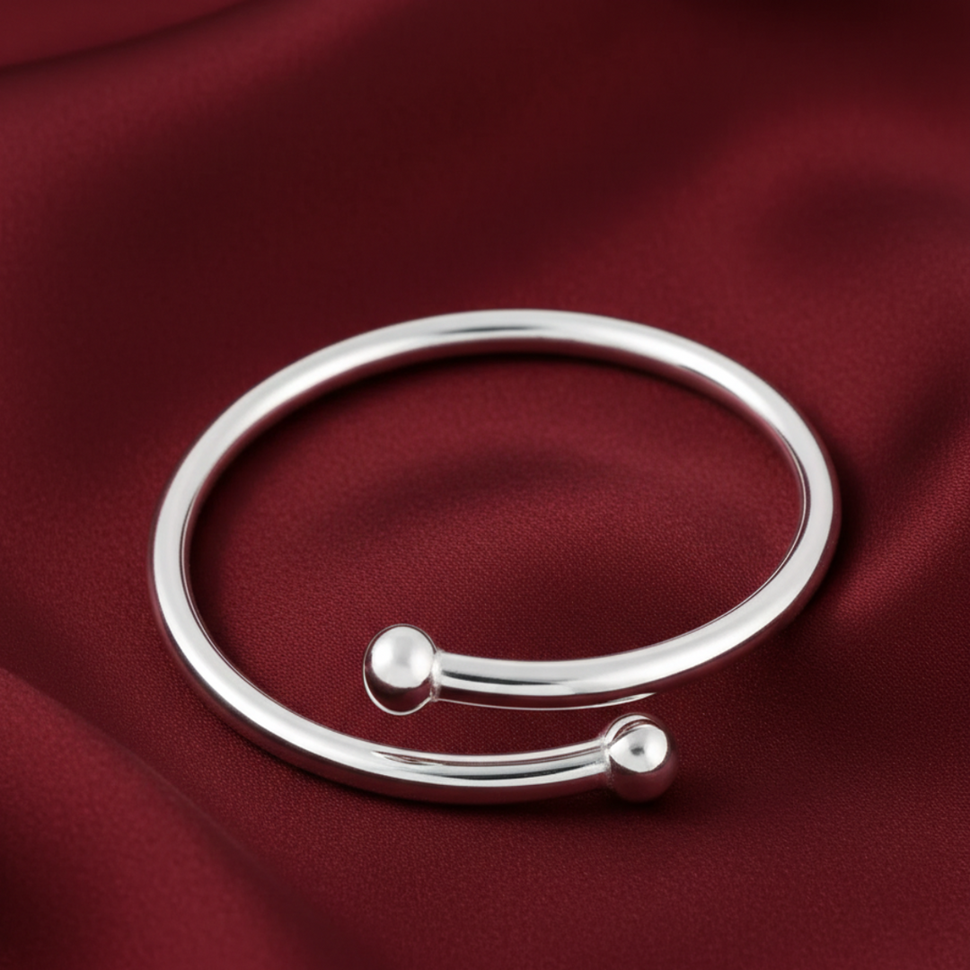 One Pair 925 Plain Silver Baby Kada -  Adjustable (ideal for Newborns to 3 years age)