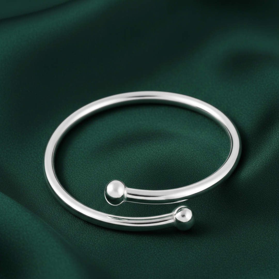 One Pair 925 Plain Silver Baby Kada -  Adjustable (ideal for Newborns to 3 years age)