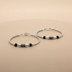 Load image into Gallery viewer, One Pair 925 Silver Nazariya Kada with Two Black Beads (ideal for Newborns to 2 years age)