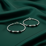 Load image into Gallery viewer, One Pair 925 Silver Nazariya Kada with Two Black Beads (ideal for Newborns to 2 years age)