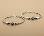 Load image into Gallery viewer, One Pair 925 Silver Nazariya Kada with Two Black Beads (ideal for Newborns to 2 years age)