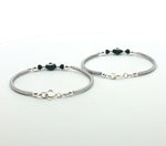 Load image into Gallery viewer, One Pair 925 Silver Nazariya Kada with Two Black Beads (ideal for Newborns to 2 years age)