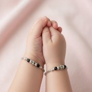 One Pair 925 Silver Nazariya Kada with Two Black Beads (ideal for Newborns to 3 years age)