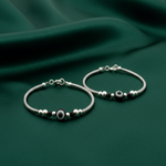 Load image into Gallery viewer, One Pair 925 Silver Nazariya Kada with Two Black Beads (ideal for Newborns to 3 years age)