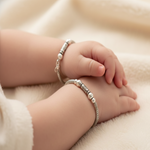 Load image into Gallery viewer, One Pair 925 Silver Nazariya Kada with Two Black Beads (ideal for Newborns to 2 years age)