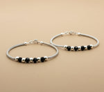 Load image into Gallery viewer, One Pair 925 Silver Nazariya Kada with Two Black Beads (ideal for Newborns to 3 years age)
