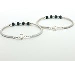 Load image into Gallery viewer, One Pair 925 Silver Nazariya Kada with Two Black Beads (ideal for Newborns to 3 years age)