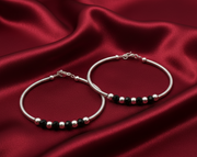 One Pair 925 Silver Nazariya Kada with Two Black Beads (ideal for Newborns to 3 years age)