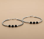 Load image into Gallery viewer, One Pair 925 Silver Nazariya Kada with Two Black Beads (ideal for Newborns to 3 years age)