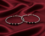 Load image into Gallery viewer, One Pair 925 Silver Nazariya Kada with Two Black Beads (ideal for Newborns to 3 years age)