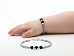 Load image into Gallery viewer, One Pair 925 Silver Nazariya Kada with Two Black Beads (ideal for Newborns to 3 years age)