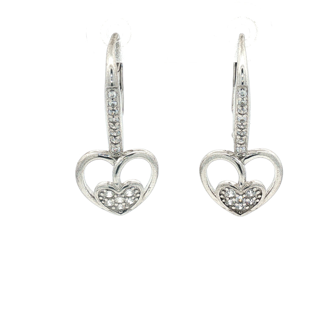 Stylish 925 Sterling Silver Heart Shape Hoop Earrings For Women