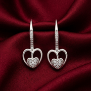 Stylish 925 Sterling Silver Heart Shape Hoop Earrings For Women