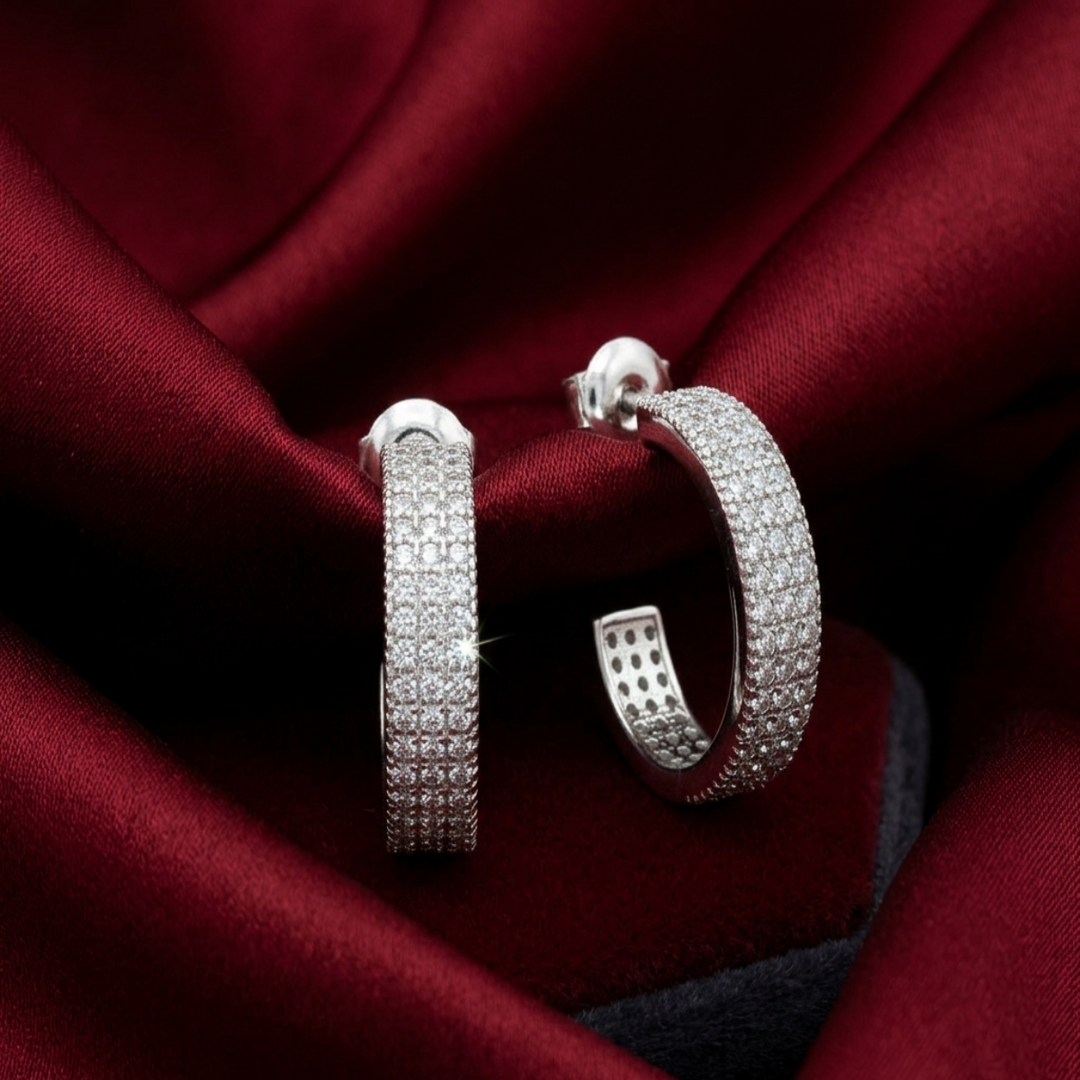 Stylish 925 Sterling Silver Hoop Earrings For Women