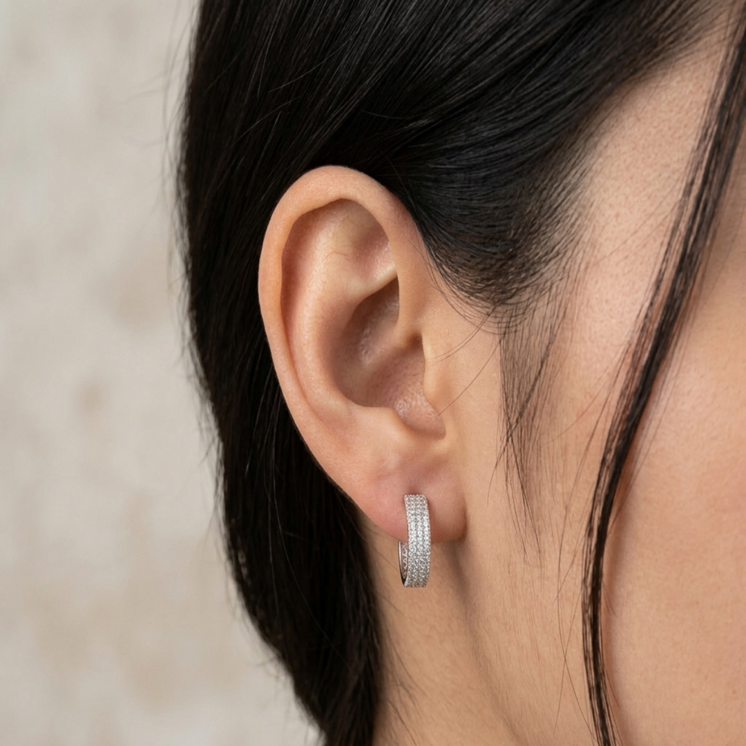 Stylish 925 Sterling Silver Hoop Earrings For Women
