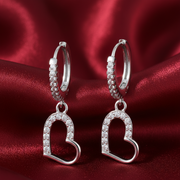 Heart Dangling Bali 925 Sterling Silver Earrings