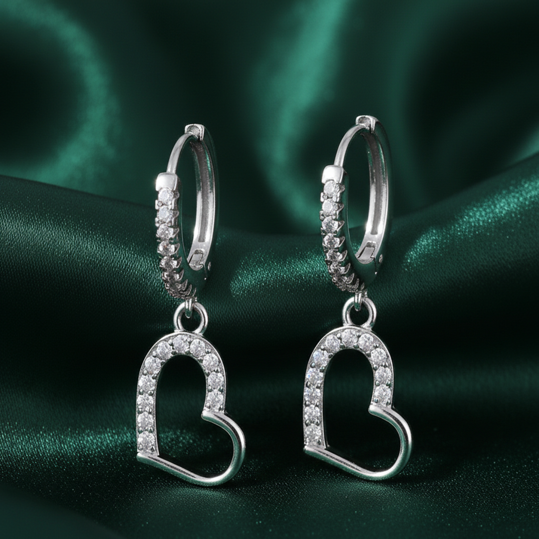 Heart Dangling Bali 925 Sterling Silver Earrings
