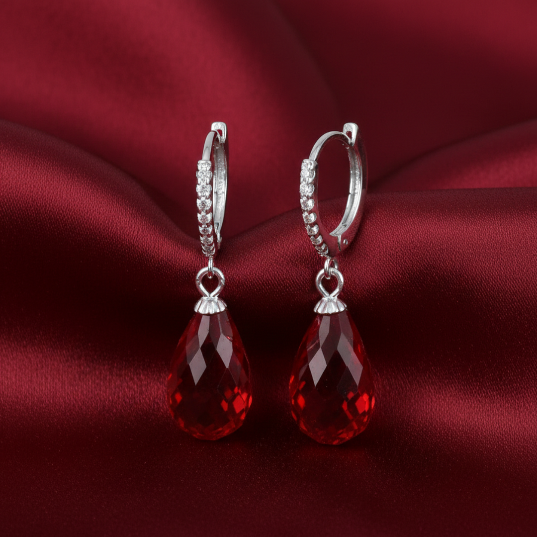 Red Jhumka Bali 925 Silver Earrings