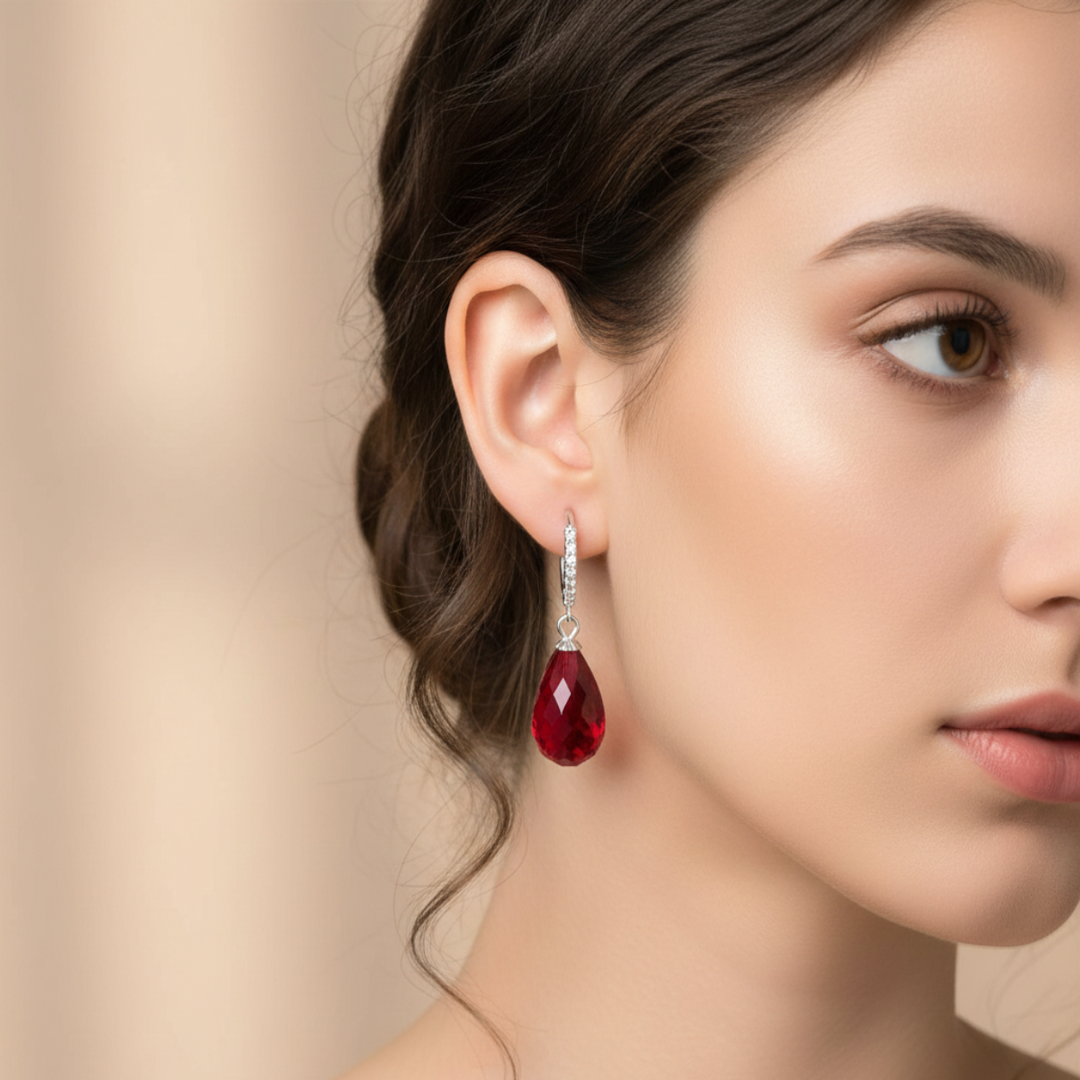 Red Jhumka Bali 925 Silver Earrings