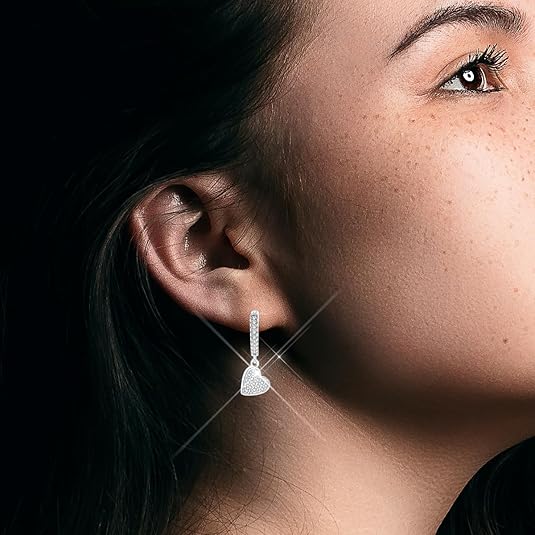 Heart Shape Hoop Earrings 925 Sterling Silver