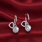 Load image into Gallery viewer, Heart Huggies Solitaire Bali 925 Sterling Silver Earrings