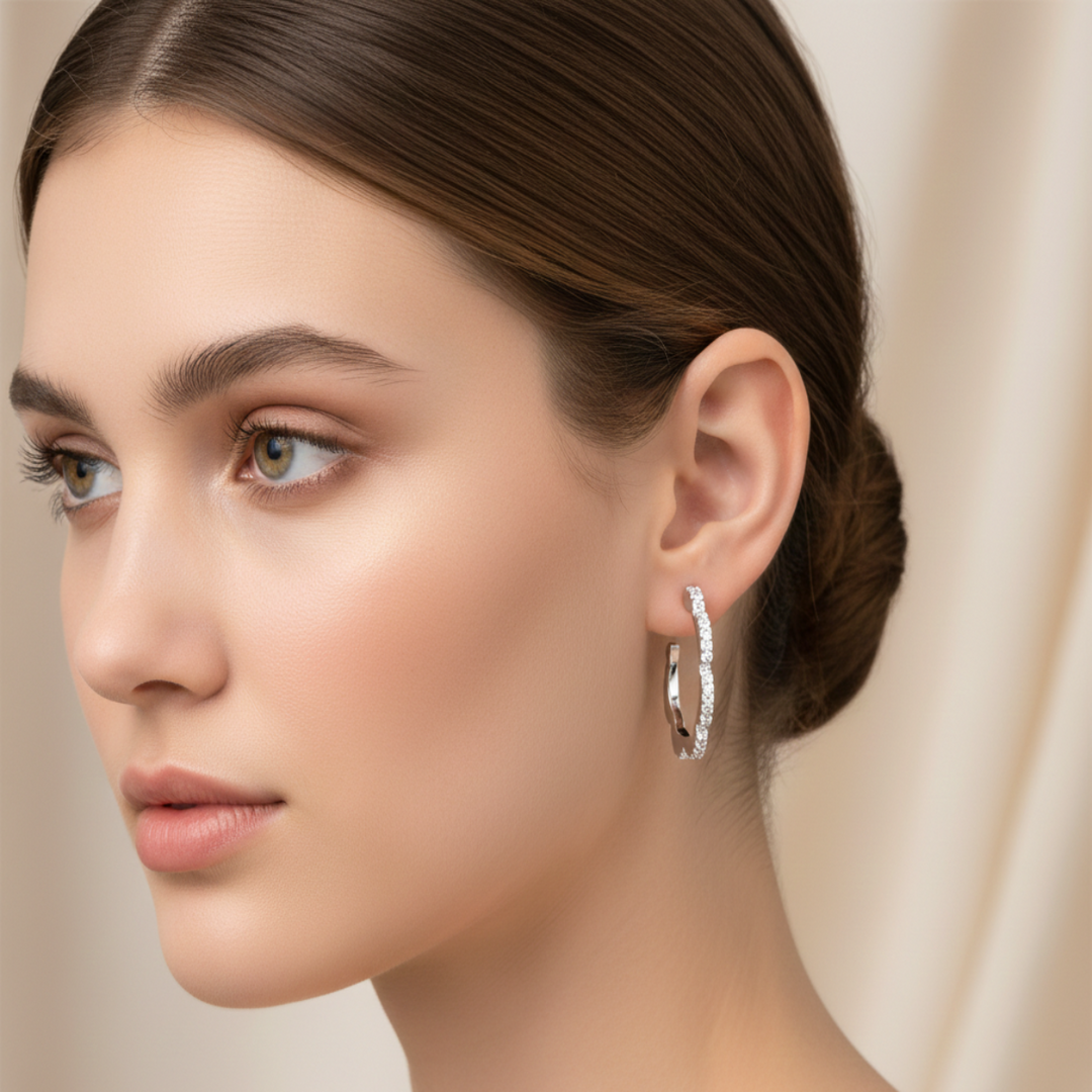 Classic Ripple Hoops 925 Sterling Silver Earrings