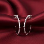 Load image into Gallery viewer, Pave and Bezel Half Hoop Earrings 925 Sterling Silver